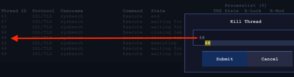 Killing MySQL threads using Dolphie